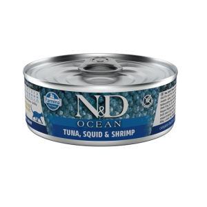 N&D NATURAL & DELICIOUS ND Cat Tuna & Squid & Shrimp konservi kaķiem 6 x 80g