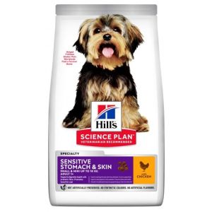 HILLS SP Hill's Science Plan SENSITIVE SKIN & STOMACH ADULT SMALL & MINI ar vistu 1.5kg