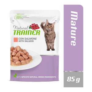 Natural Trainer Mature with Salmon konservi nobriedušiem kaķiem ar lasi 12 x 85g