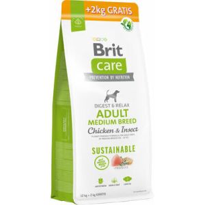 Brit Care SS Adult Medium Breed Chicken & Insect sausā barība vidējo šķirņu suņiem ar vistu un kukaiņiem 12kg + 2kg