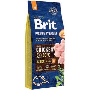 BRIT PREMIUM By Nature Junior M barība vidējo šķirņu kucēniem ar vistu 15kg 