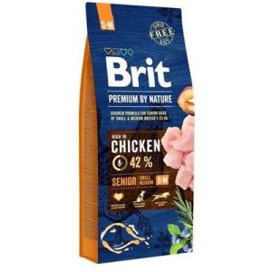 BRIT PREMIUM By Nature Senior S/M barība  veciem suņiem ar vistu 15kg