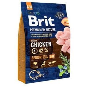 BRIT PREMIUM By Nature Senior S/M barība  veciem suņiem ar vistu 3kg