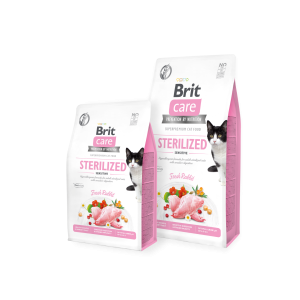 Brit Care Cat GF Sterilized Sensitive (Fesh Rabbit)bezgraudu barība kaķiem ar trusi 7kg