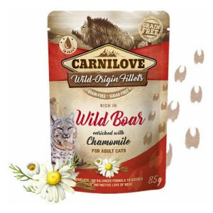 Carnilove Cat Pouch Wild Boar Chamomile  mitrā barība kaķiem mežacūkas gaļa mērcē 85g