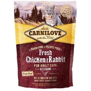 CARNILOVE Fresh Chicken & Rabbit Gourmand for Adult bezgraudu barība kaķiem ar vistu un trusi 400g