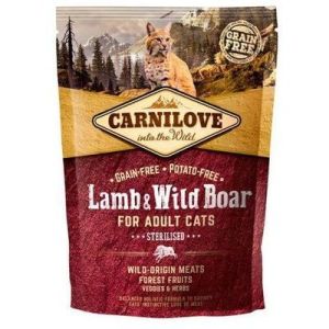 CARNILOVE Lamb & Wild Boar Adult Cat Sterilised bezgraudu barība kaķiem ar jēru un mežacūku 400g
