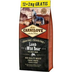 CARNILOVE Lamb & Wild Boar for Adult  bezgraudu barība jebkura izmēra suņiem ar jēru@mežacūku 12+2 kg 