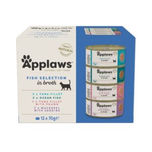 Applaws Cat Fish Collection kaķu konservu izlase -zivs četri veidi 70g x12gb