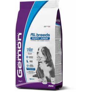 GEMON Dog ALL BREEDS Puppy and Junior with tuna and rice barība jebkura izmēra kucēniem ar tunci 3 kg 