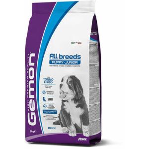 GEMON Dog ALL BREEDS Puppy and Junior with tuna and rice barība jebkura izmēra kucēniem ar tunci 15 kg 
