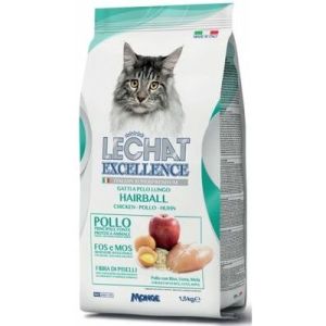 LECHAT Excellence Hairball barība pieaugušiem kaķiem kuru kažokam ir tendence savelties 1.5kg 