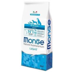 MONGE ALL BREEDS Adult Light Salmon and Rice barība visu šķurņu suņiem ar lasi 12kg