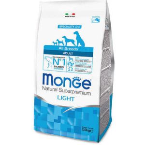 MONGE ALL BREEDS Adult Light Salmon and Rice barība visu šķurņu suņiem ar lasi 2.5kg