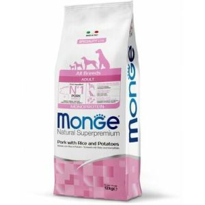 Monge All Breeds Adult Monoprotein Pork with Rice and Potatoes visu šķirņu suņiem ar cūku 12kg 