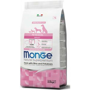 Monge All Breeds Adult Monoprotein Pork with Rice and Potatoes visu šķirņu suņiem ar cūku2,5 kg 