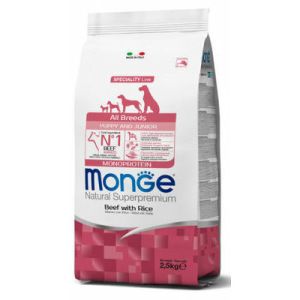 MONGE ALL BREEDS Puppy & Junior Beef and Rice barība visu šķirņu kucēniem ar liellopu 12kg
