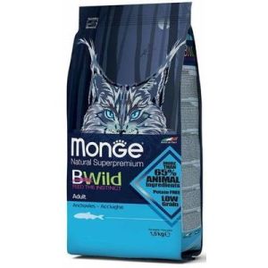 MONGE BWILD CAT Adult Anchovies sausā barība kaķiem ar anšoviem 1.5kg