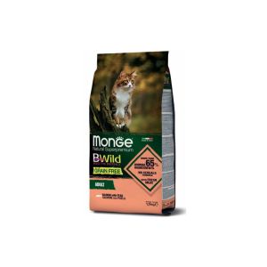 MONGE BWILD CAT Grain Free ADULT Salmon with Peas bezgraudu barība kaķiem ar lasi 1,5kg