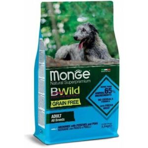 MONGE BWILD GF with Anchovies, Potatoes & Peas bezgraudu barība visu šķirņu suņiem ar anšoviem 2.5kg 