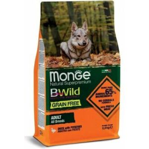 MONGE BWILD GF with Duck & Potatoes bezgraudu barība visu šķirņu suņiem ar pīli 12kg