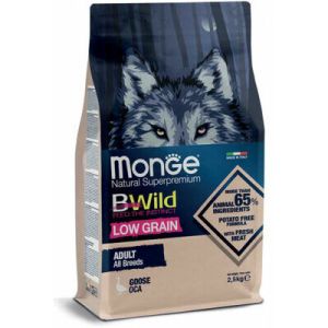 MONGE BWILD Low Grain Adult Goose barība ar zoss gaļu 12kg 