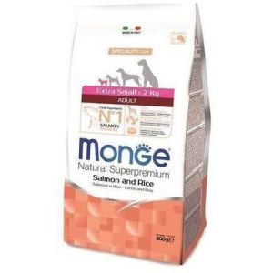 MONGE EXTRA SMALL Adult Salmon and Rice barība mazo šķirņu suņiem ar lasi 800g 