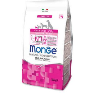 MONGE EXTRA SMALL Puppy & Junior sausā barība kucēniem ar vistu 800g 