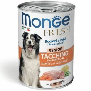 Monge Fresh Chunks SENIOR with Turkey & Vegetables konservi  vecākiem suņiem ar tītaru un dārzeņiem 6 x 400g