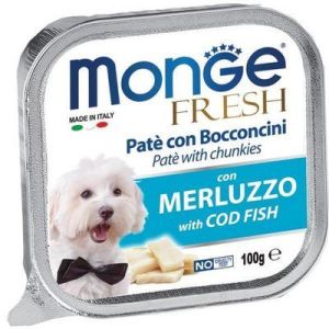 Monge Fresh pate with Cod Fish konservi suņiem pastēte ar mencu 12 x 100g
