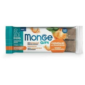 MONGE GIFT Dog GRANOLA BARS Immunity support Rabbit with mandarin kārums suņiem a trusi un mandarīniem 120g
