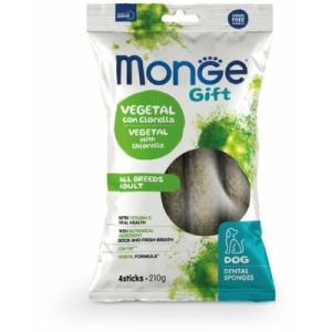 MONGE GIFT Dog SPONGES Dental sponges All breeds Vegetal with chlorella & peppermint kārums suņiem ar dārzeņiem 210g