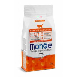 MONGE Kitten Monoprotein Duck sausā barība kaķēniem ar pīli 1.5kg 