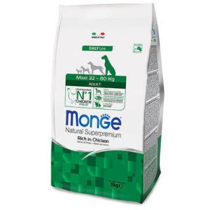MONGE MAXI Adult sausā barība suņiem ar vistas gaļu 3kg 