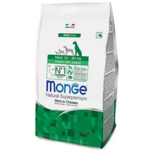 MONGE MAXI Puppy & Junior sausā barība kucēniem ar vistas gaļu 800g 