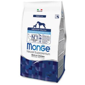 MONGE MEDIUM Starter sausā barība vidēja šķirņu kucēniem ar vistas gaļu 1.5kg 