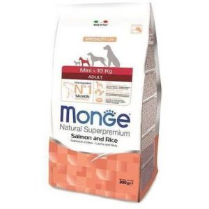 MONGE MINI Adult Salmon and Rice barība mazo šķirņu suņiem ar lasi 800g 