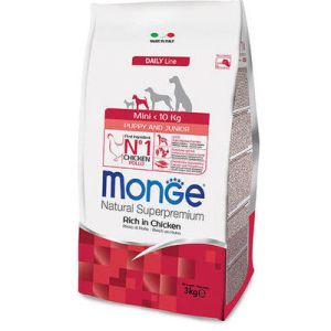 MONGE MINI Puppy & Junior barība mazo šķirņu kucēniem ar vistas gaļu 3kg 