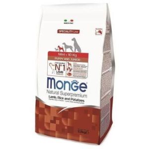 MONGE MINI Puppy & Junior Lamb and Rice barība mazo šķirņu kucēniem ar jēru 2.5kg 