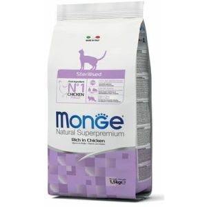 MONGE Sterilised sausā barība sterilizētiem kaķiem ar vistu 1,5kg