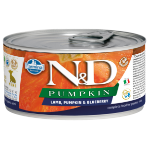 N&D NATURAL & DELICIOUS ND Dog Lamb & Blueberry & Pumpkin Puppy konservi kucēniem 6 x 140g