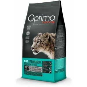 OPTIMANOVA Cat Sterilised Chicken & Rice sausā barība sterilizētiem kaķiem ar vistu 8kg